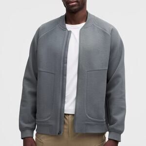 NEW Lululemon Textured Spacer Bomber Jacket SIZE L Gray Technical Zip Pocket NWT